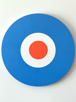 STRIKE, acrylic paint on custom birch panel, 30" diameter, 1.5" profile